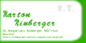 marton nimberger business card